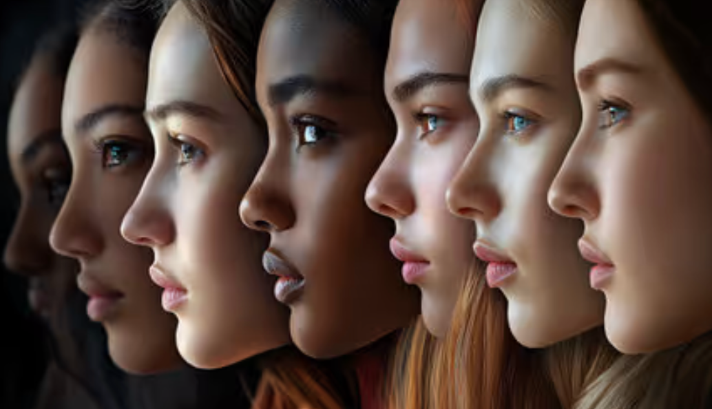 Close Up Of Five Women S Faces All With Different Skin Tones And Features Looking To The Right Captured From The Side Their Lips.png
